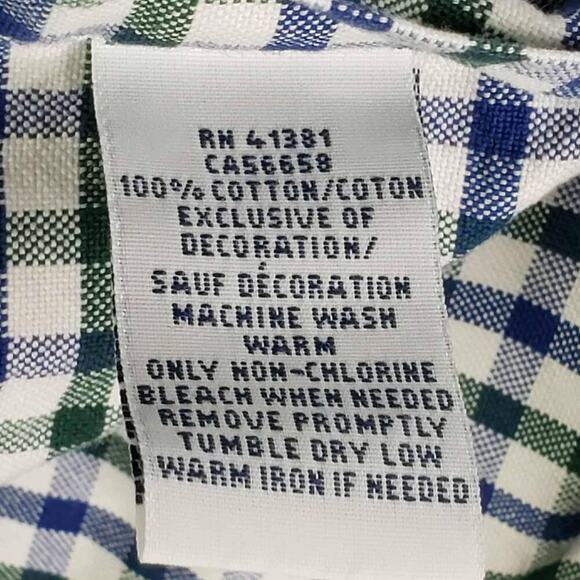 Polo Ralph Lauren Oxford Shirt Size Large L Green Blue Plaid LS Button Down - Picture 8 of 9